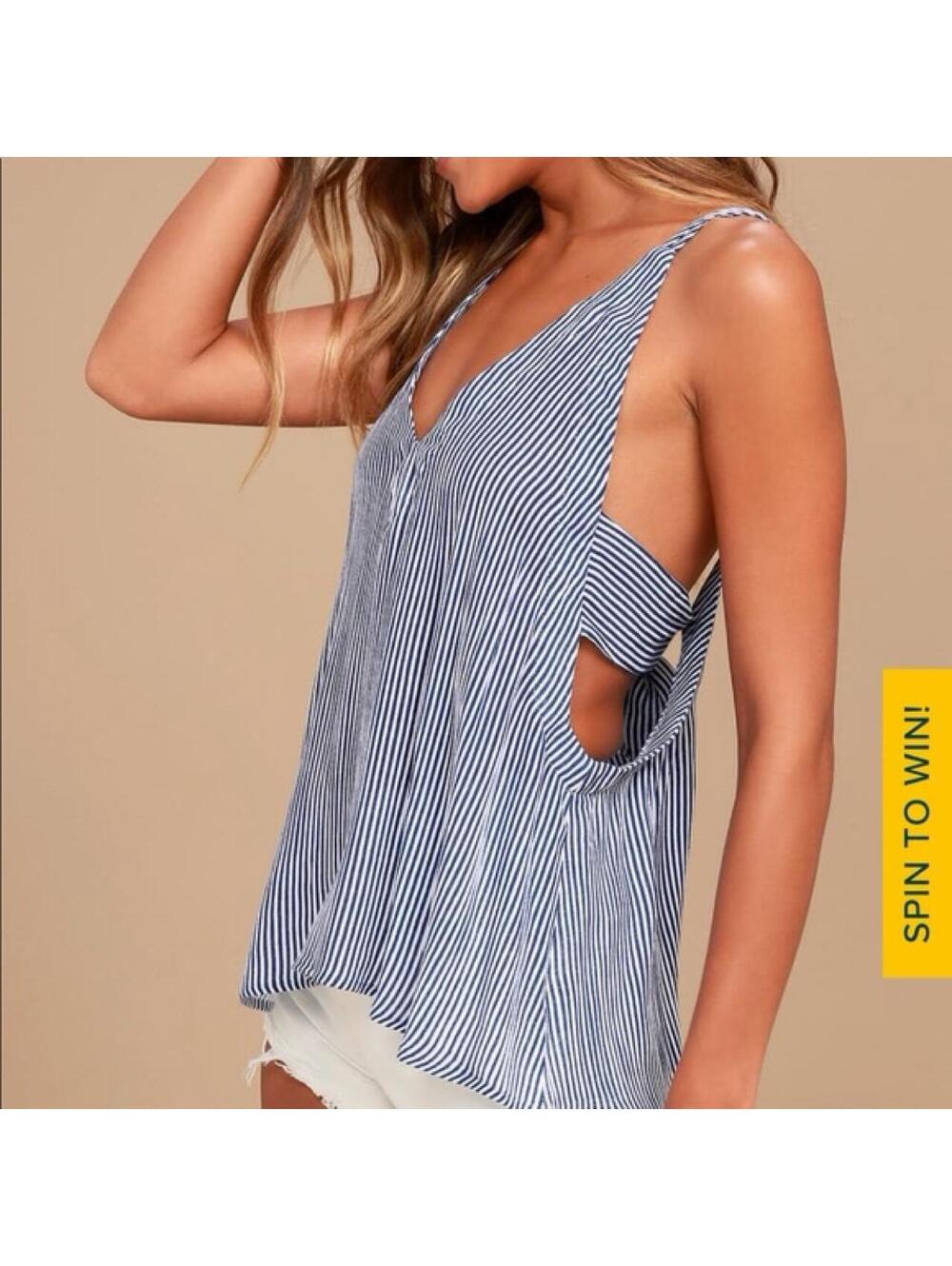 Lulus Women's Blue and Multi Vests-tanks-cami